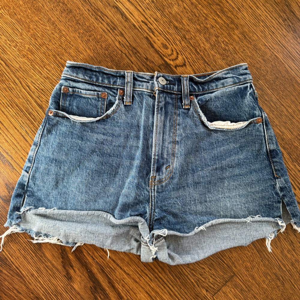 Abercrombie & Fitch Distressed Blue Jean Shorts